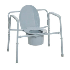 Adjustable portable commode chair with armrests for home care and elderly support