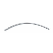 Sterile curved medical suction catheter on white background