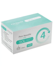 SOL-M 33G pen needle box, 4mm, 100pcs, medical injection supply