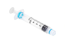 Clear 5ml luer lock retractable safety syringe with measurement markings on white background