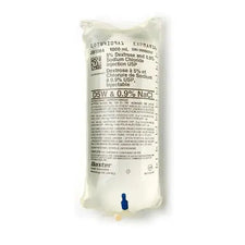 1000ml Dextrose 5% and Sodium Chloride 0.9% IV solution bag for medical use