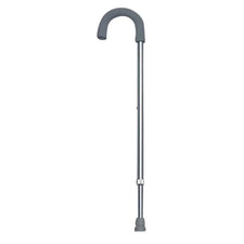 Adjustable aluminum walking cane with ergonomic curved handle and slip-resistant rubber tip
