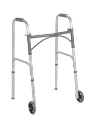 Lightweight aluminum walker with front wheels for mobility and home care support