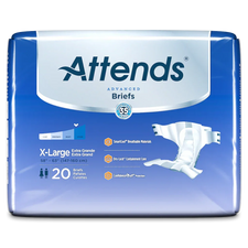 Attends Advanced Briefs X-Large pack, adult incontinence diapers, 20 count, blue packaging