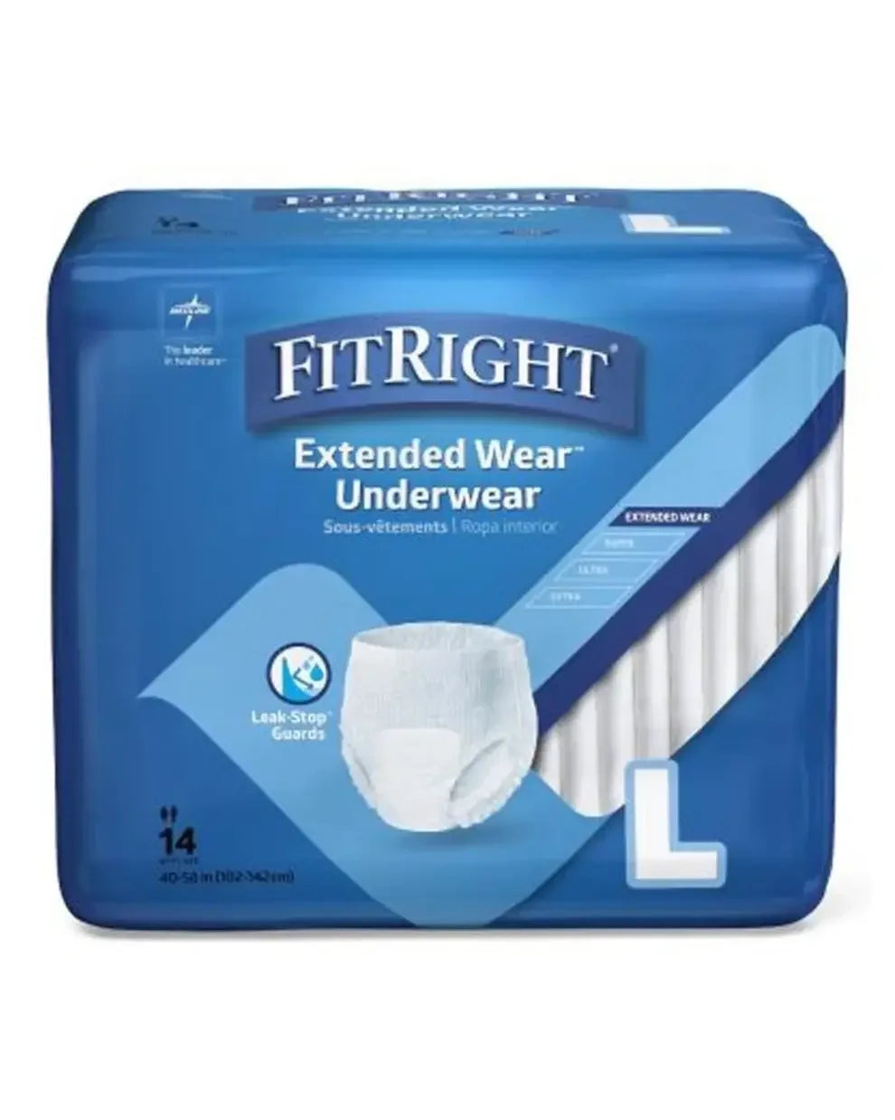 FitRight Extended Wear Underwear large pack, adult incontinence disposable briefs, 14 count
