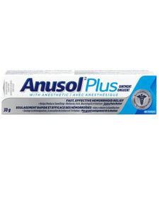Anusol Plus 30g ointment box for fast hemorrhoid relief with anesthetic