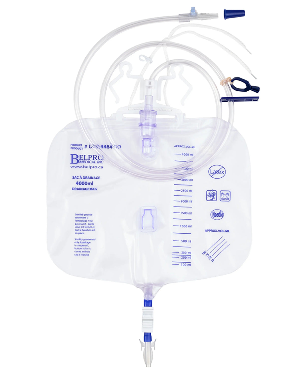 Belpro Urinary Drainage Bag 4000mL with Anti-Splash Clip | UDB-4464010 