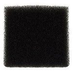 Black square foam filter pad for medical or home care use, isolated on white background