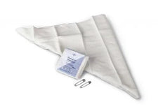 Triangular bandage with packaging and two safety pins for first aid or medical emergency use