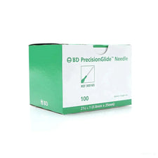 Box of BD PrecisionGlide sterile medical needles, 21G x 1, 100 count, for single use