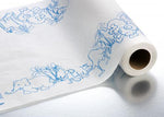 Pediatric exam table paper roll with blue animal prints for medical clinic hygiene