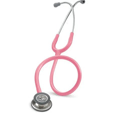 Pink medical stethoscope for healthcare, home care, or nursing use on white background
