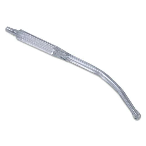 Clear plastic Yankauer suction tip for medical and home care use, isolated on white background