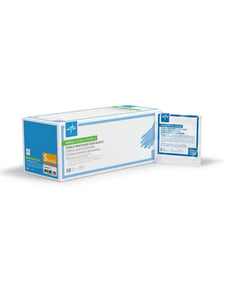 Medline Sterile Powder-Free Nitrile Exam Glove, Extended Cuff, 12" (30.5 cm), Blue, Small | MDS198414