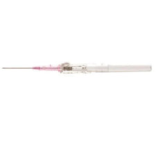 IV catheter with pink hub and safety shield for medical and home care use