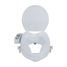 Raised toilet seat with adjustable control knobs for home care and medical use