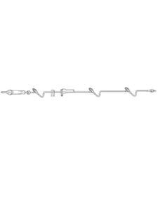 IV infusion set with tubing, connectors and drip chamber on white background