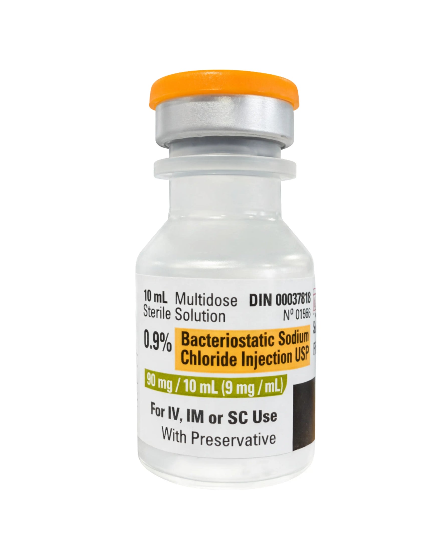 Pfizer 0.9% Bacteriostatic Sodium Chloride Injection 10mL DIN 00037818