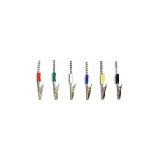 Six assorted color ECG electrode alligator clips with ball chains, medical accessory
