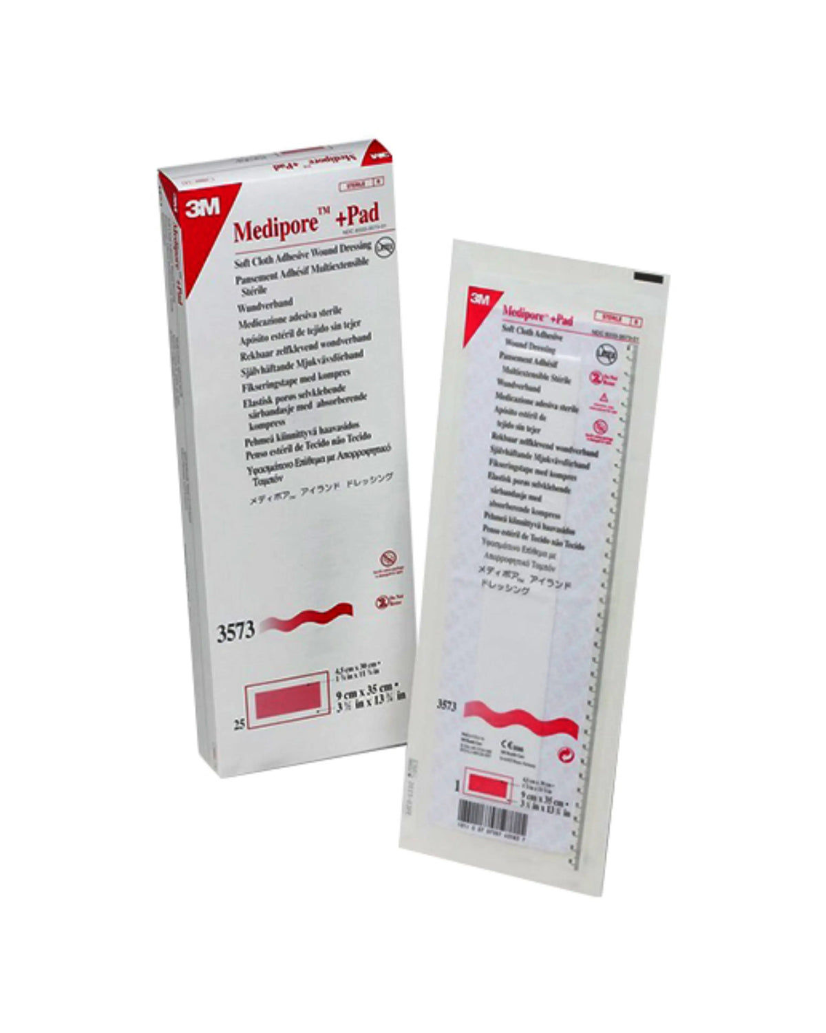 3M Medipore soft cloth adhesive wound dressing sterile pad and packaging