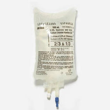 500 mL IV solution bag with dextrose and sodium chloride, sterile medical supply