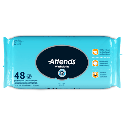 Attends Scented Washcloths 7.8" x 11.8" | WCPP1000