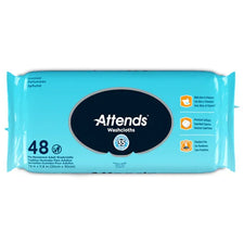 Attends Washcloths pre-moistened adult wipes pack, 48 count, hypoallergenic and scented