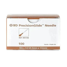 Box of BD PrecisionGlide medical needles, 30G 0.3mm x 13mm, sterile single use, 100 count