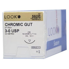 Chromic gut surgical suture box, 3-0 USP, sterile absorbable medical supply