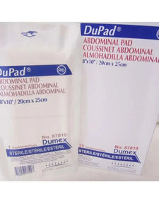 Sterile Dumex DuPad abdominal pads 8x10 inch for wound care and medical use