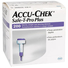 Accu-Chek Safe-T-Pro Plus box of 200 sterile single-use lancing devices for medical use