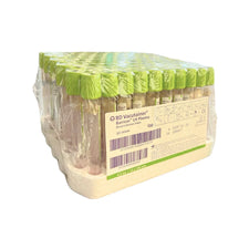 Pack of BD Vacutainer Barricor LH Plasma blood collection tubes with green caps