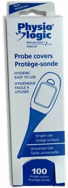 Box of Physio Logic probe covers for medical thermometers, single use, 100 count