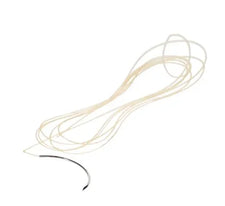 Sterile surgical suture with curved needle, medical supply on white background