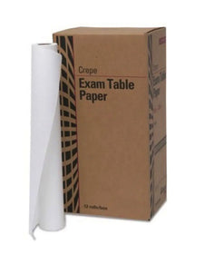 Crepe exam table paper roll and box, medical disposable table covering, 12 rolls per box