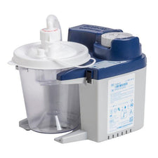 Portable medical suction machine with transparent canister and blue control panel for home care