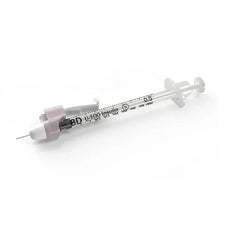 BD U-100 insulin syringe with needle for medical and home care use, 0.5 mL capacity