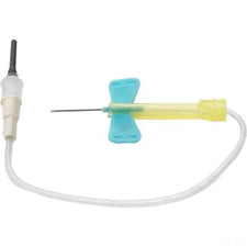 Butterfly winged infusion set with safety needle and tubing for medical or IV use