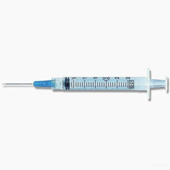 3mL | 25G x 5/8" BD Luer-Lok Syringe with PrecisionGlide Needle | 100/Box | 309570