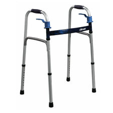 Lightweight folding aluminum walker with padded grips and adjustable legs for mobility support