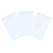 Three disposable nonwoven esthetic waxing strips on white background for home care