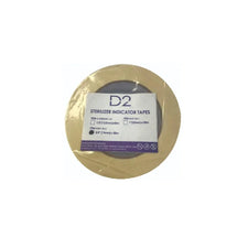 Sterilizer indicator tape roll for medical sterilization, labeled D2, on white background