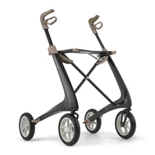 Modern lightweight rollator walker with four large wheels and ergonomic handles