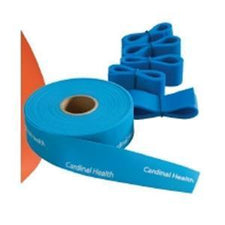 Blue medical tourniquet roll and pre-cut strips for clinical use