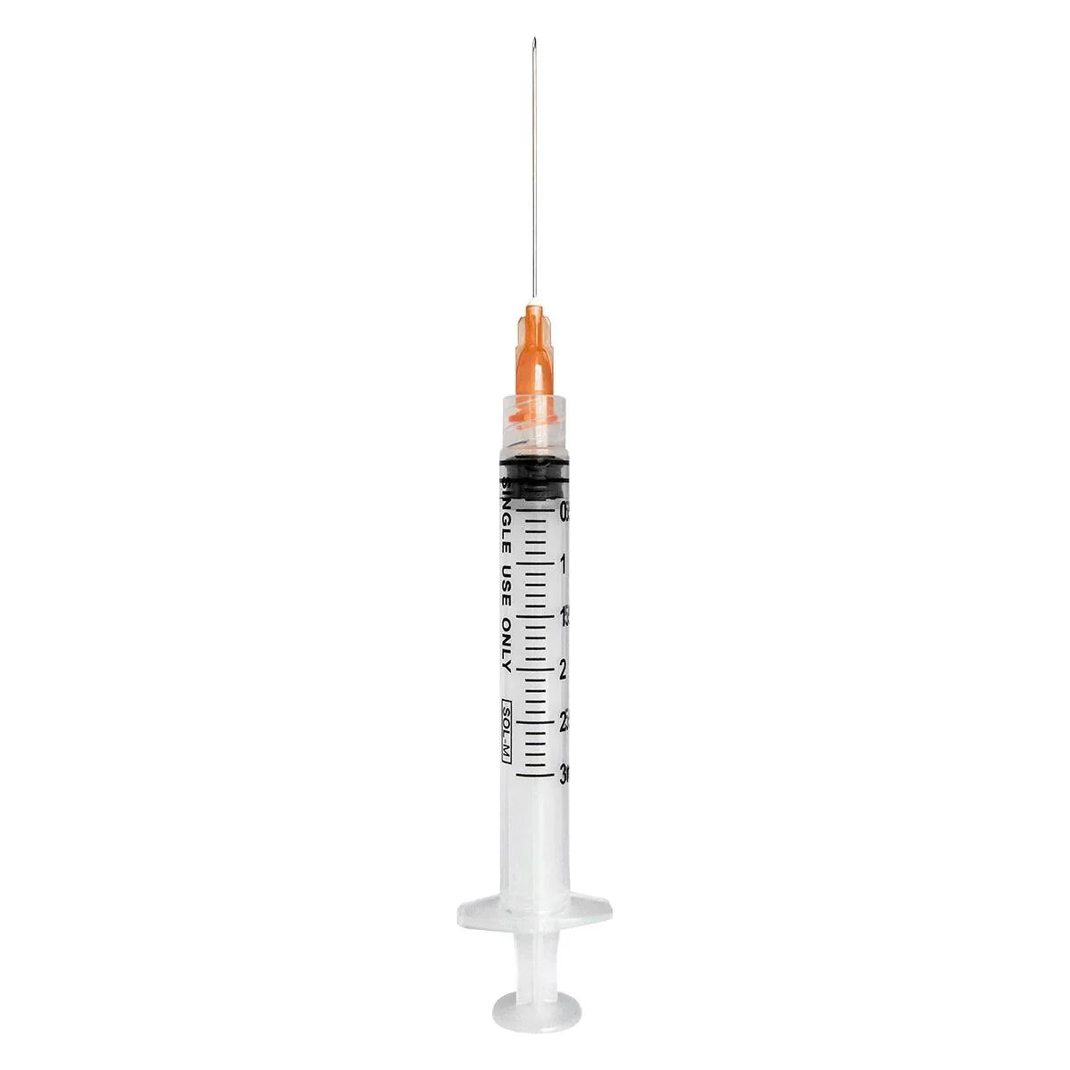 3mL | 25G x 1" | Sol-M Luer Lock Syringe with Exchangeable Needle | 100/box | 1832510