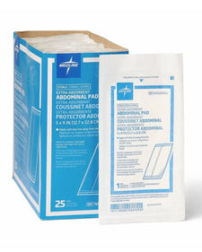 Medline sterile extra absorbent abdominal pad 5x9 inch, box of 25 wound dressings