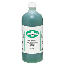 Green Soap bottle, 250mL, hospital and industrial first aid disinfectant solution