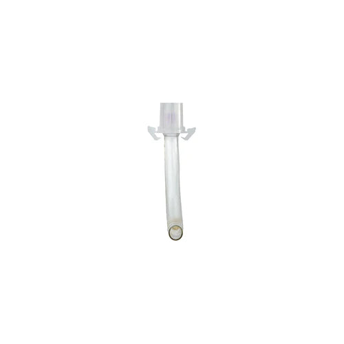 Clear medical tracheostomy tube for respiratory care, isolated on white background