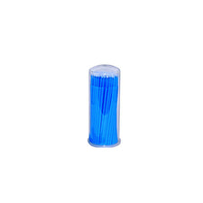 Blue disposable micro applicator wands in clear plastic container for esthetic use