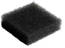 black medical foam filter pad on white background, used for respiratory or medical devices
